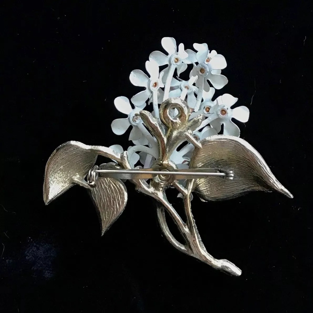 💕 PRICE DROP 💕VINTAGE PINK DAISY VIOLETS LILAC ENAMEL GLASS CLUSTER BROOCH - Picture 2 of 2